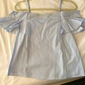 Blue Striped Top - Off the Shoulder with Straps, Romeo & Juliet, Small-Medium